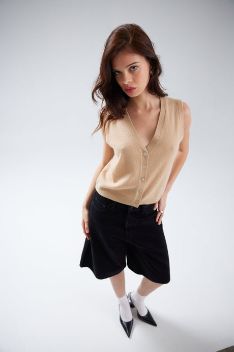 JADA BUTTON UP TANK | BISCOTTI