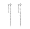 Long Silver Zirconia Drop Earring
